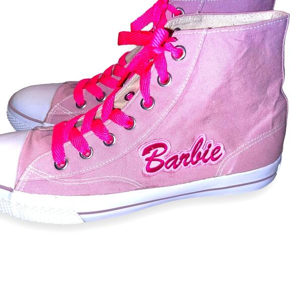 Pink Air-walks high-tops size 11 custom barbie patches - Picture 1 of 5